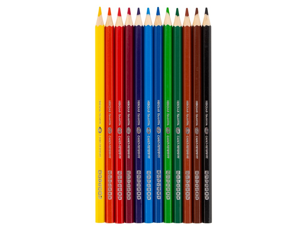 Цветик Набор цветных карандашей, 12 цветов, шестигранные, 2М-4М, заточенные